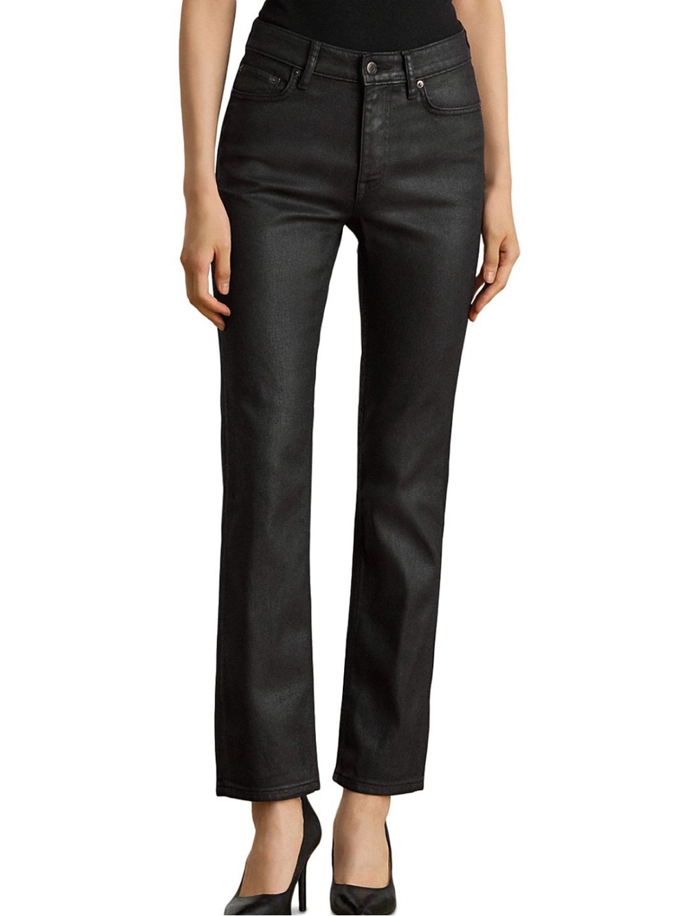 Lauren Ralph Lauren Black Straight-Leg Jeans ankle 30